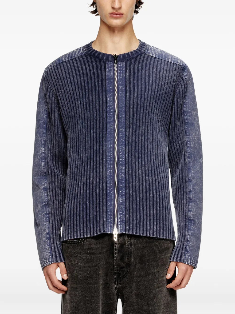 Diesel Geribbeld vest met rits Blauw