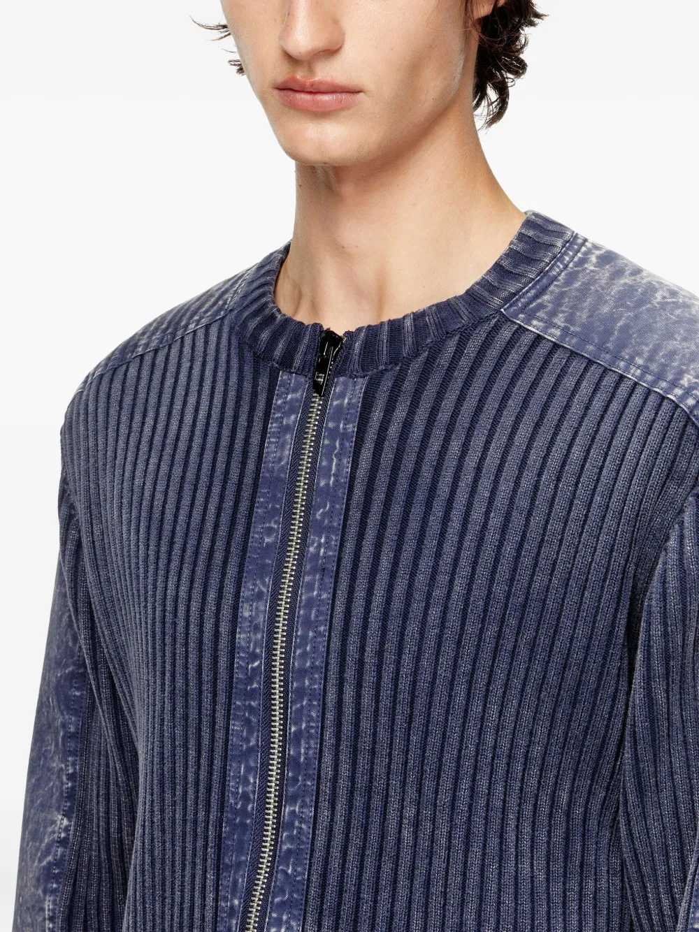 Diesel Geribbeld vest met rits Blauw