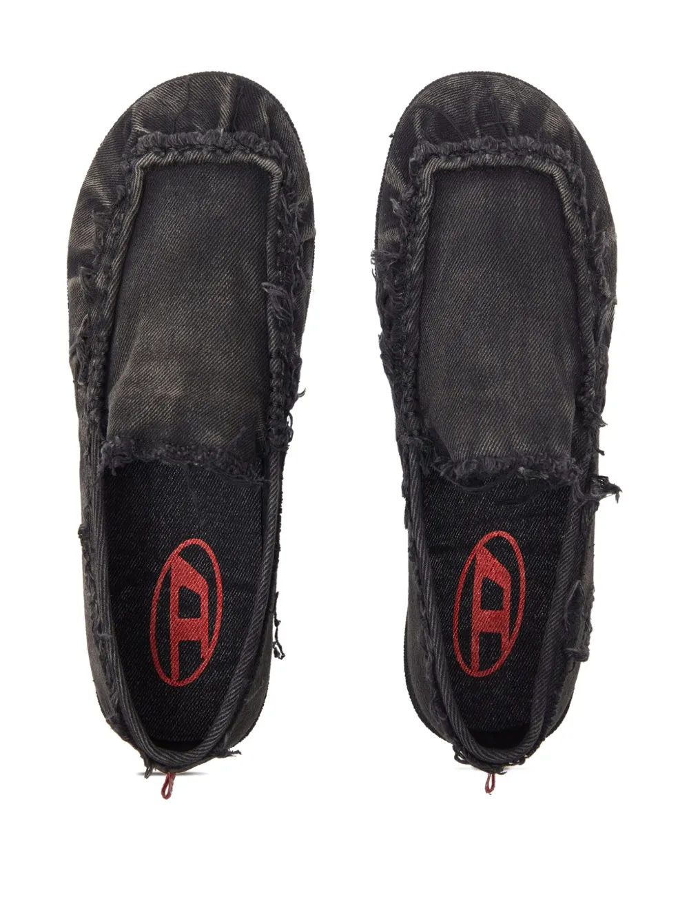 Diesel D-Shock Moc frayed-detail loafers Black