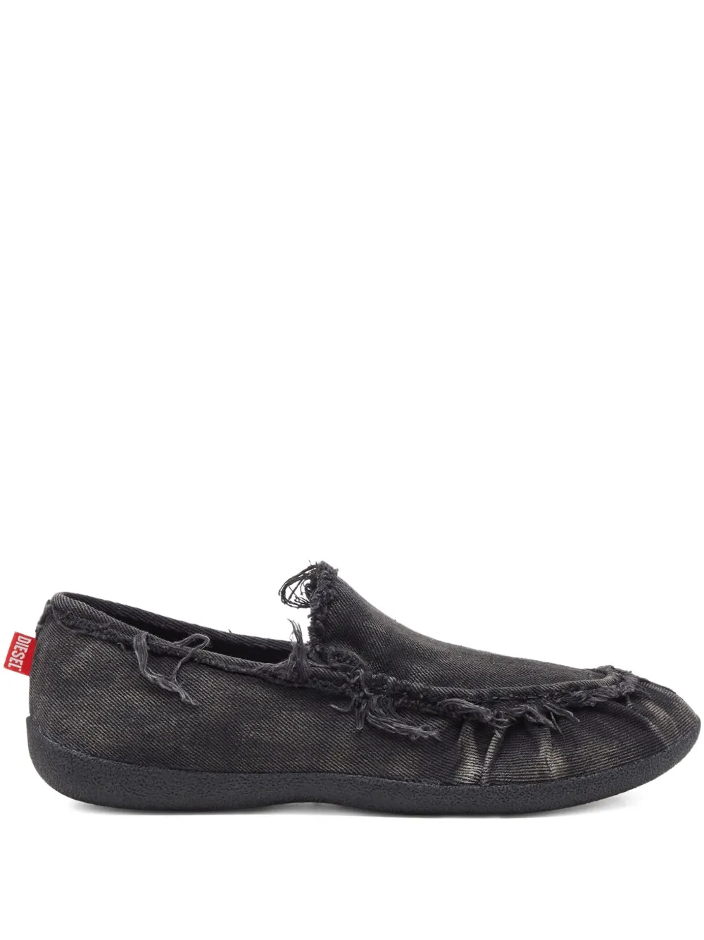 Diesel D-Shock Moc frayed-detail loafers Black