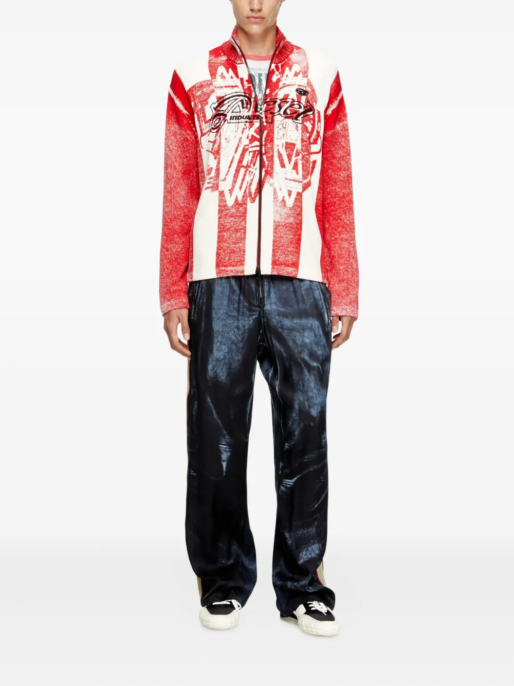 Diesel K-Oliba-Jkt graphic-print zip-fastening cardigan Rood
