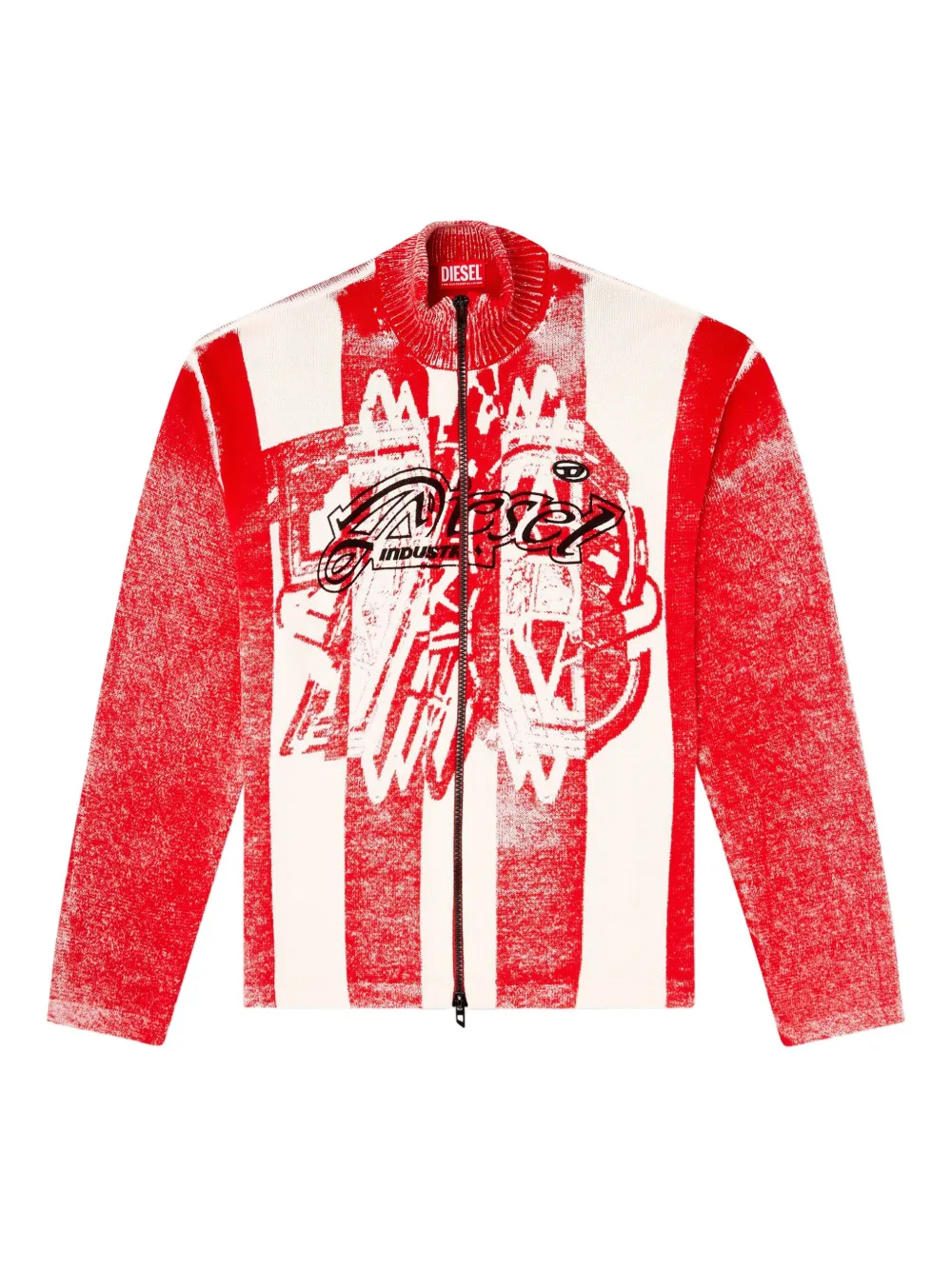 Diesel K-Oliba-Jkt graphic-print zip-fastening cardigan Rood