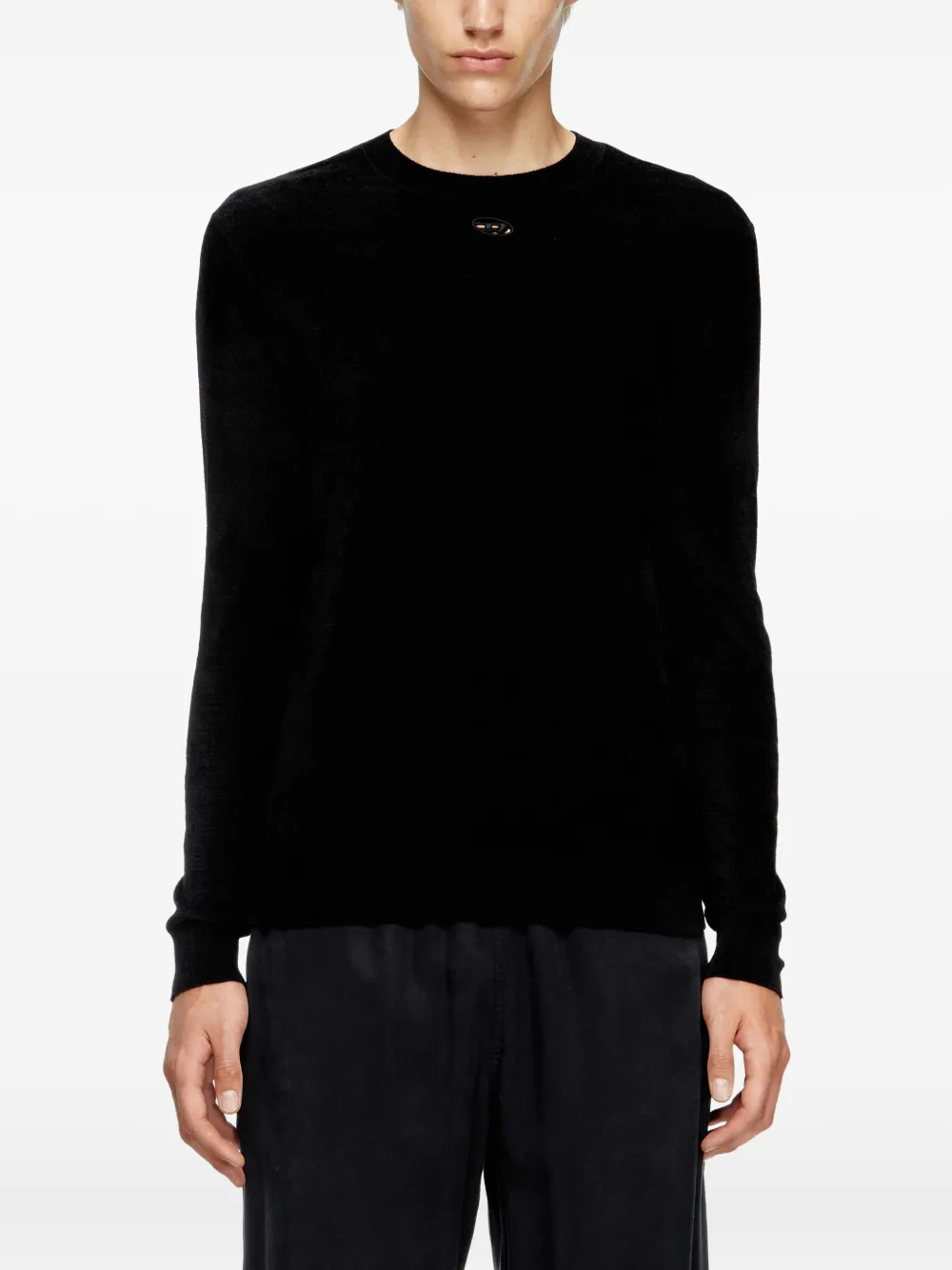 Diesel K-Cevro round-neck Oval D logo plaque sweater Zwart