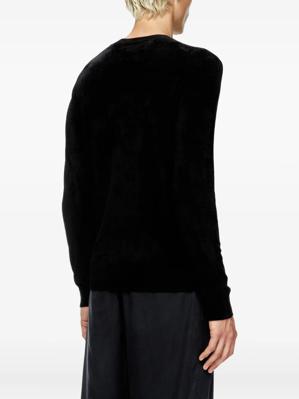Diesel K-Cevro round-neck Oval D logo plaque sweater Zwart