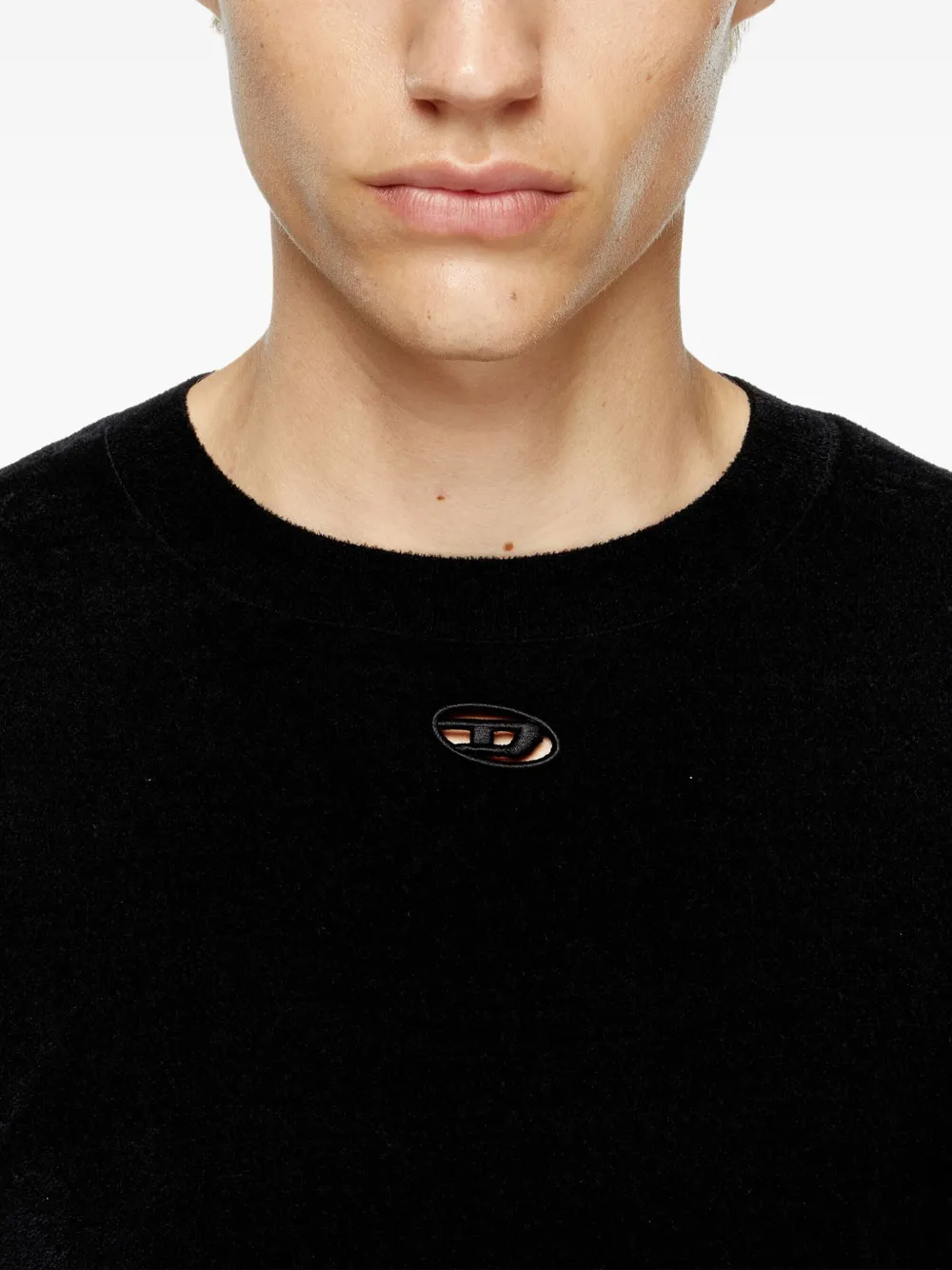 Diesel K-Cevro round-neck Oval D logo plaque sweater Zwart