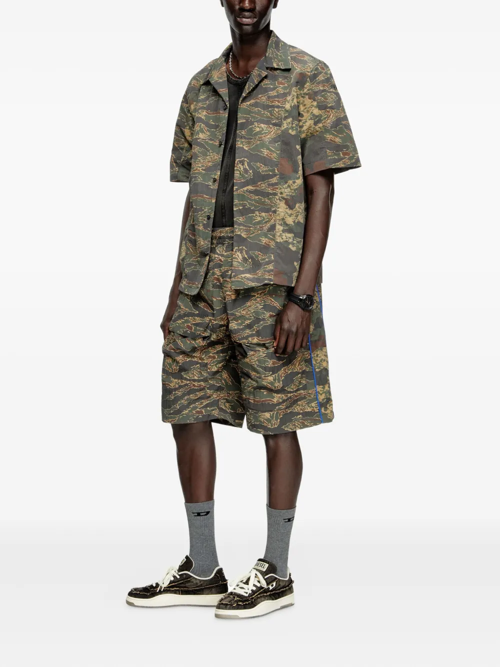 Diesel P-Ramos shorts met camouflageprint Groen