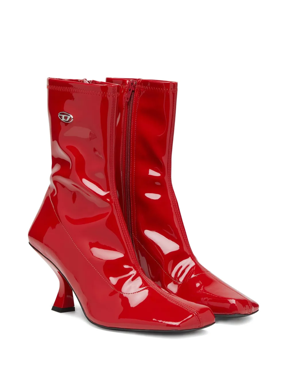 Diesel 75 mm Amber enkellaarzen met logoplakkaat Rood
