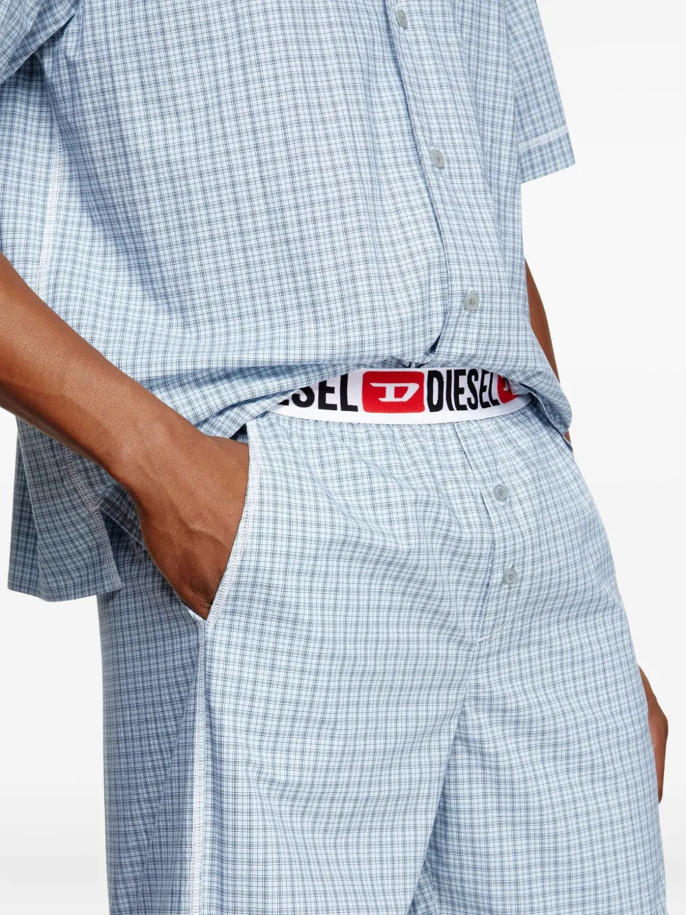 Diesel Rafael geruit loungeset Blauw