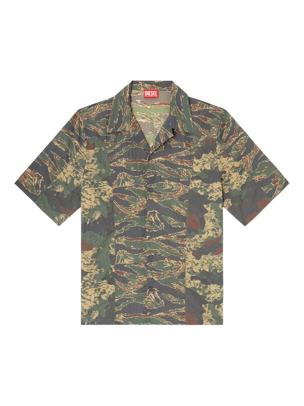 Diesel S-Brack-EPBW overhemd met camouflageprint en korte mouwen Groen