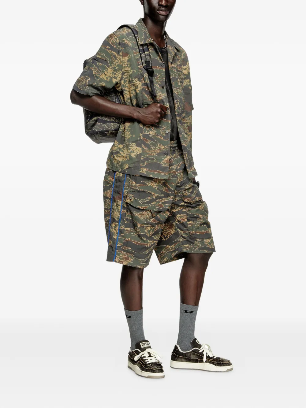 Diesel S-Brack-EPBW overhemd met camouflageprint en korte mouwen Groen