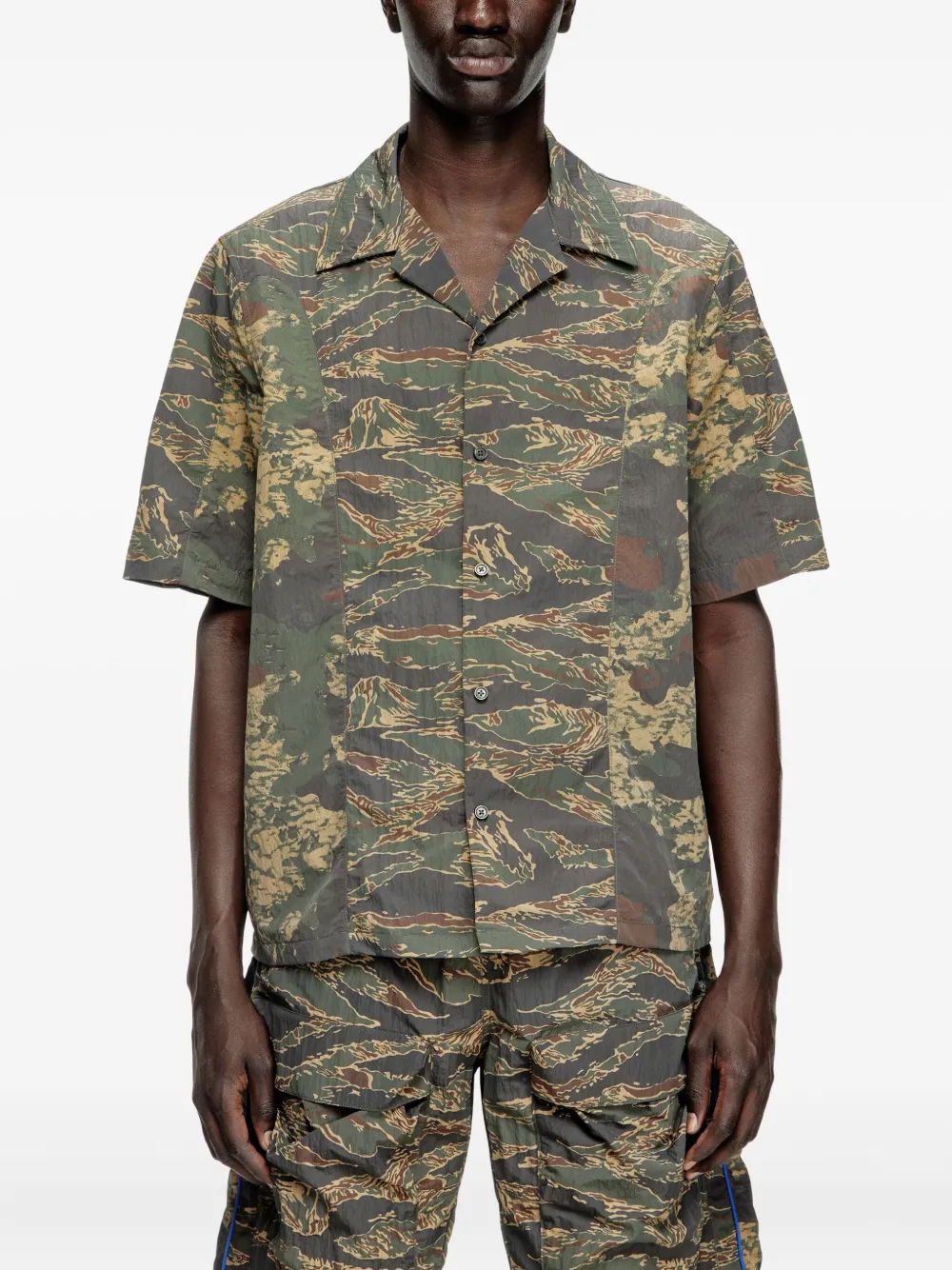 Diesel S-Brack-EPBW overhemd met camouflageprint en korte mouwen Groen