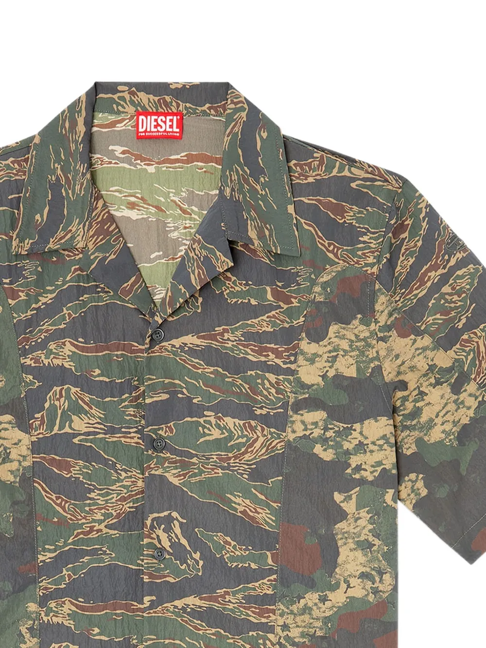 Diesel S-Brack-EPBW overhemd met camouflageprint en korte mouwen Groen