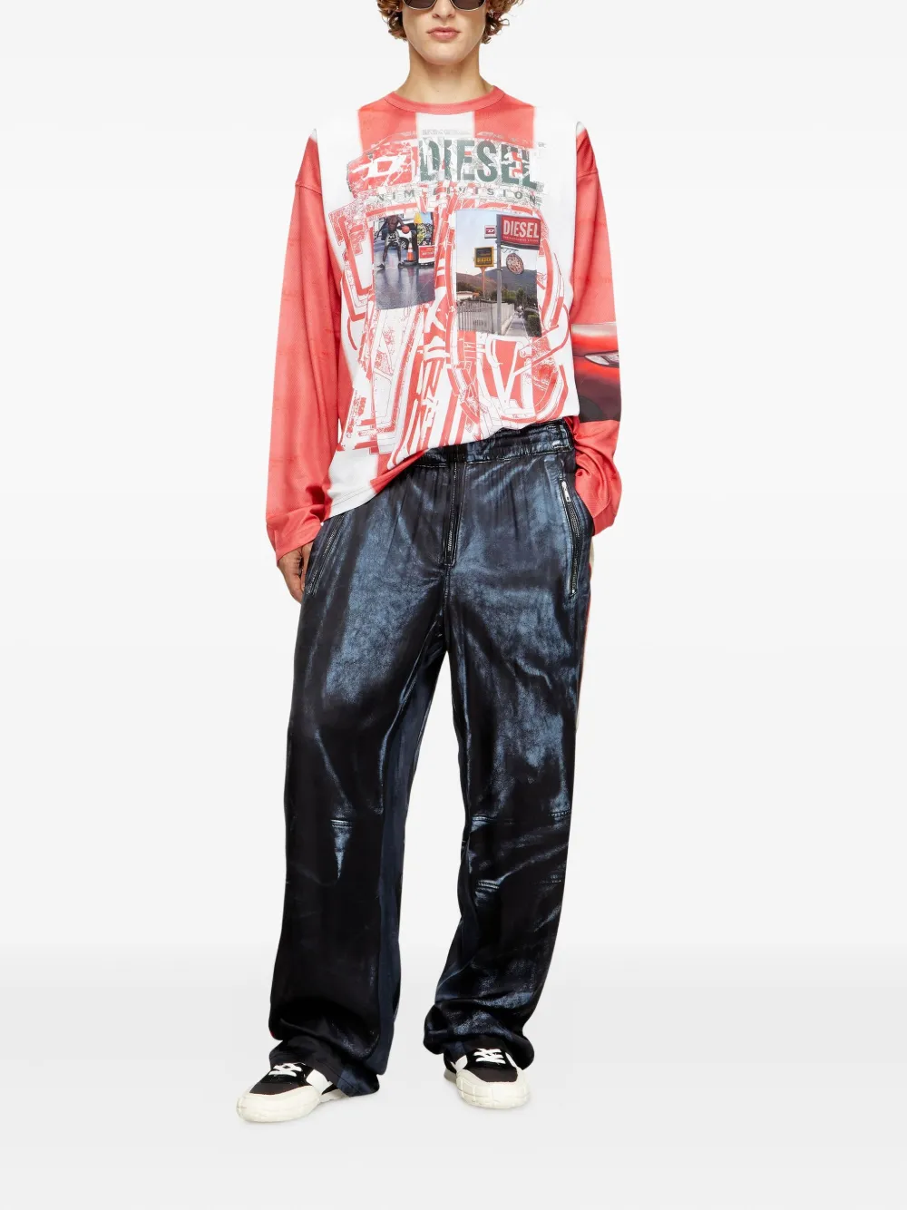 Diesel P-THECKS broek met zijstreep Blauw