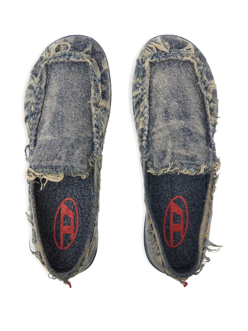 Diesel D-Shock Moc frayed denim loafers Blue
