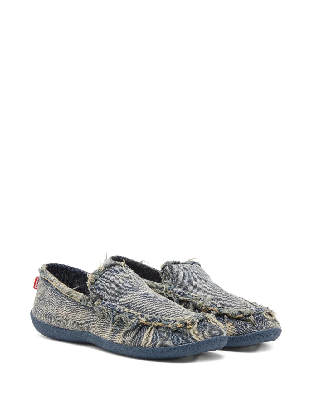 Diesel D-Shock Moc frayed denim loafers Blue