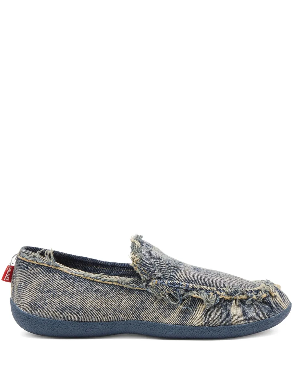 Diesel D-Shock Moc frayed denim loafers Blue