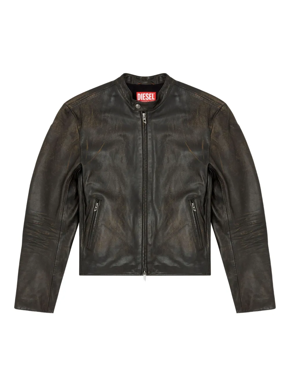 Diesel L-Carver leather jacket Bruin