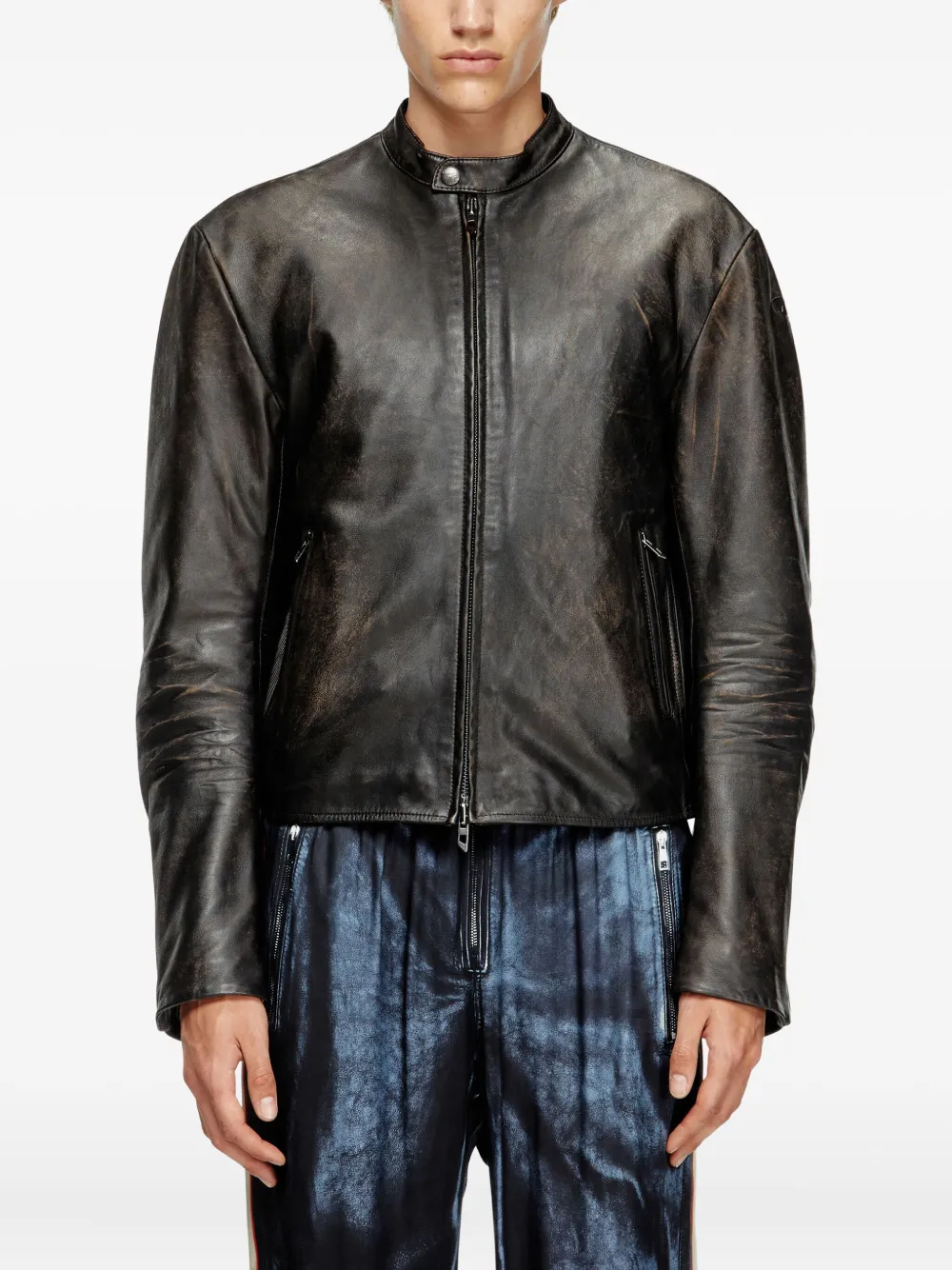 Diesel L-Carver leather jacket Bruin