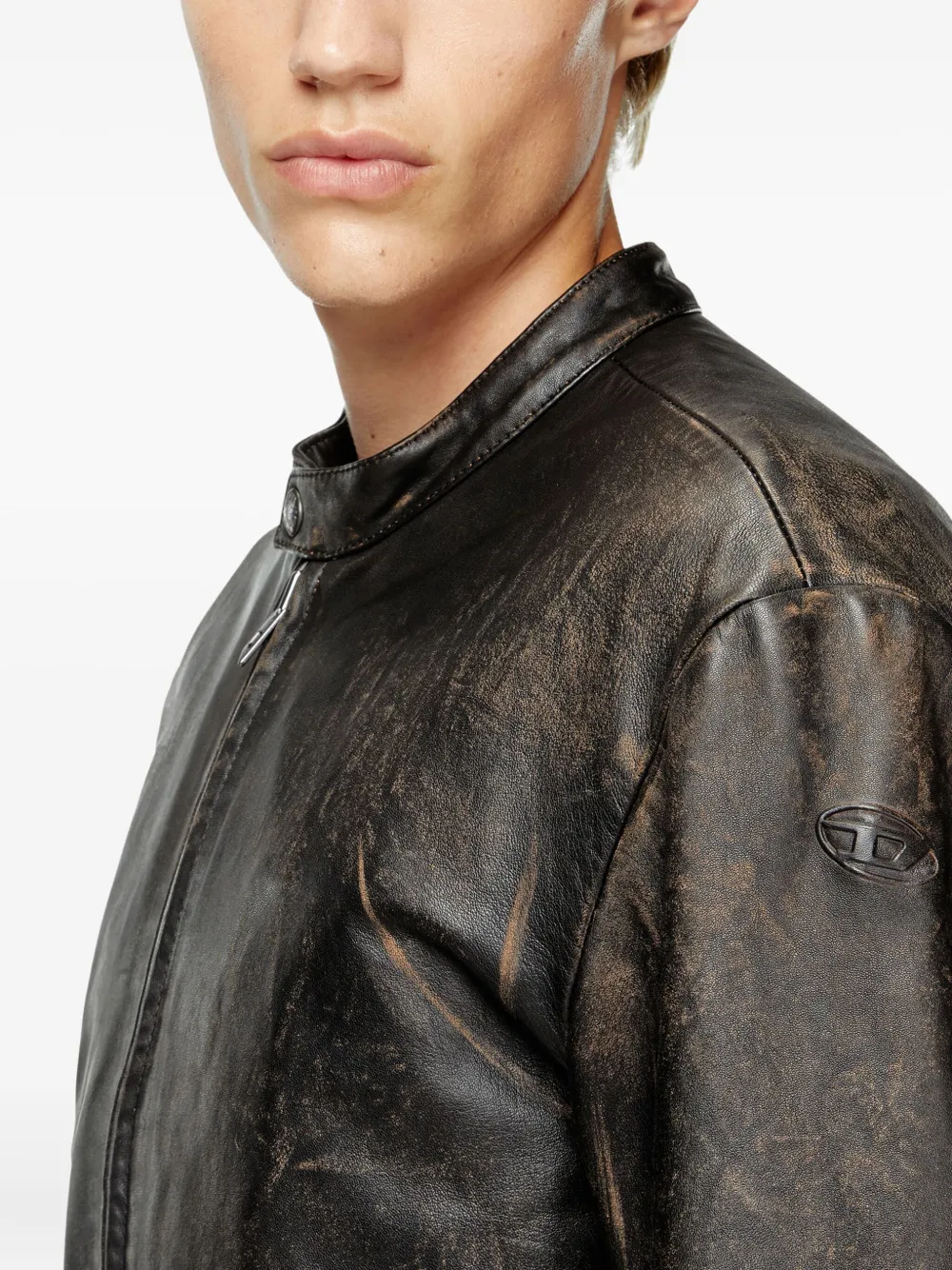 Diesel L-Carver leather jacket Bruin