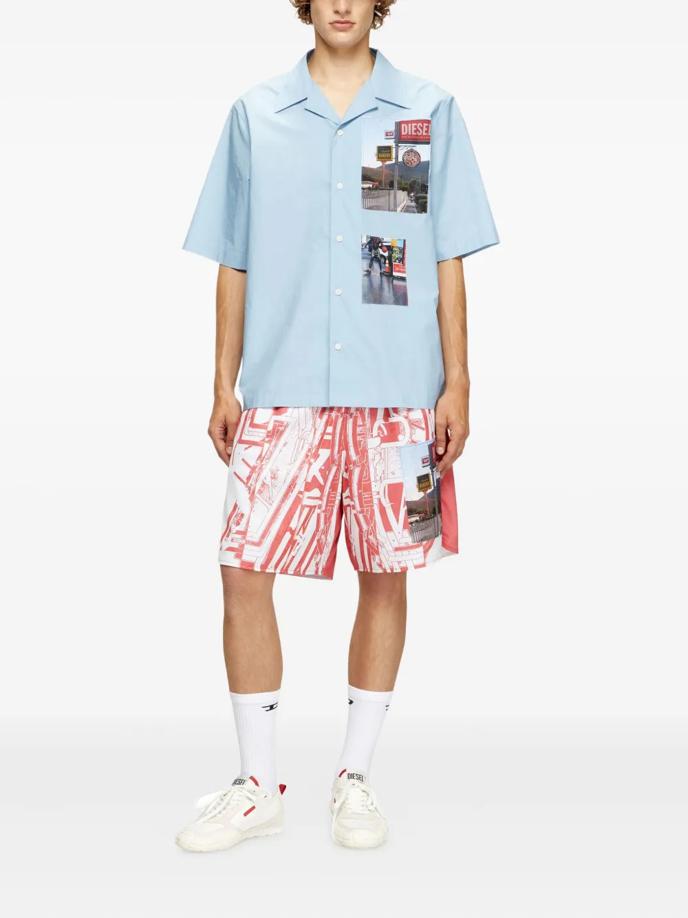 Diesel S-Brack-A-Ajfy overhemd met grafische print Blauw