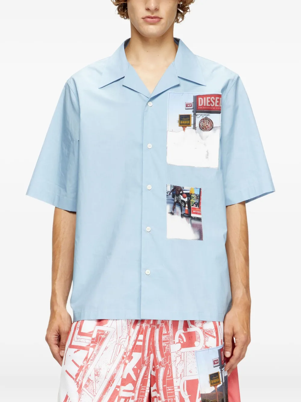 Diesel S-Brack-A-Ajfy overhemd met grafische print Blauw