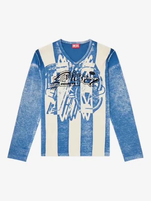 Diesel Oliba stripe-print V-neck sweater