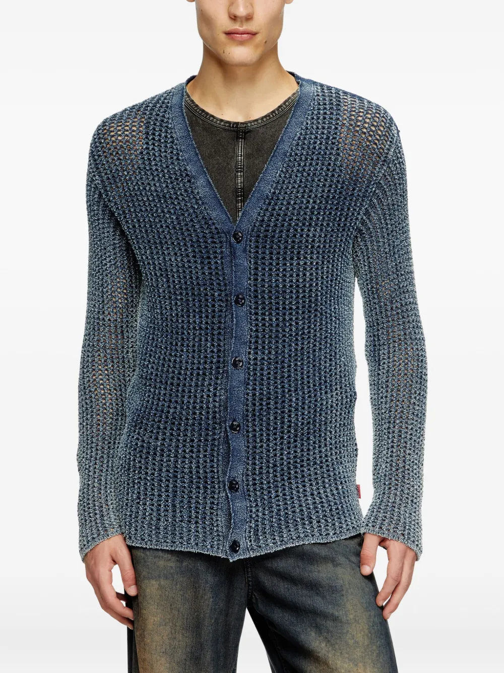 Diesel K-Redeam ribgebreid vest Blauw