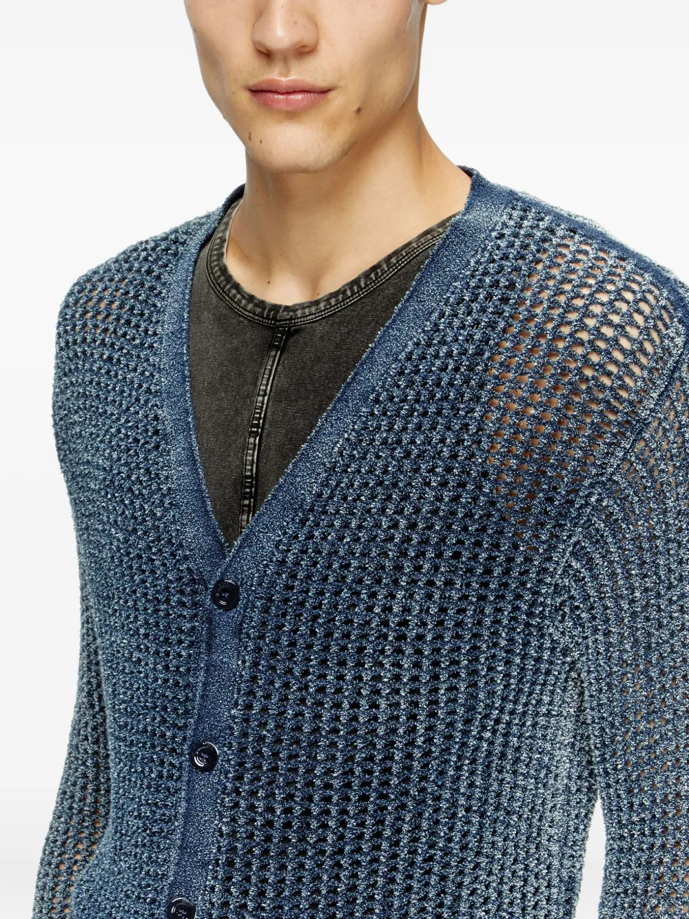 Diesel K-Redeam ribgebreid vest Blauw