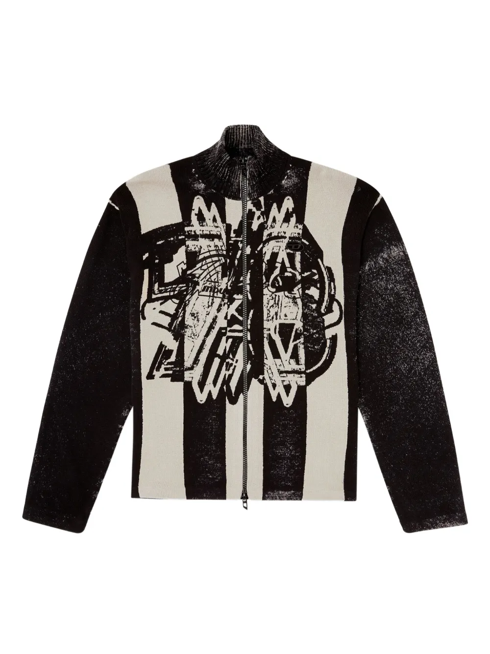 Diesel striped zip-up bomber jacket | Black | Image 1