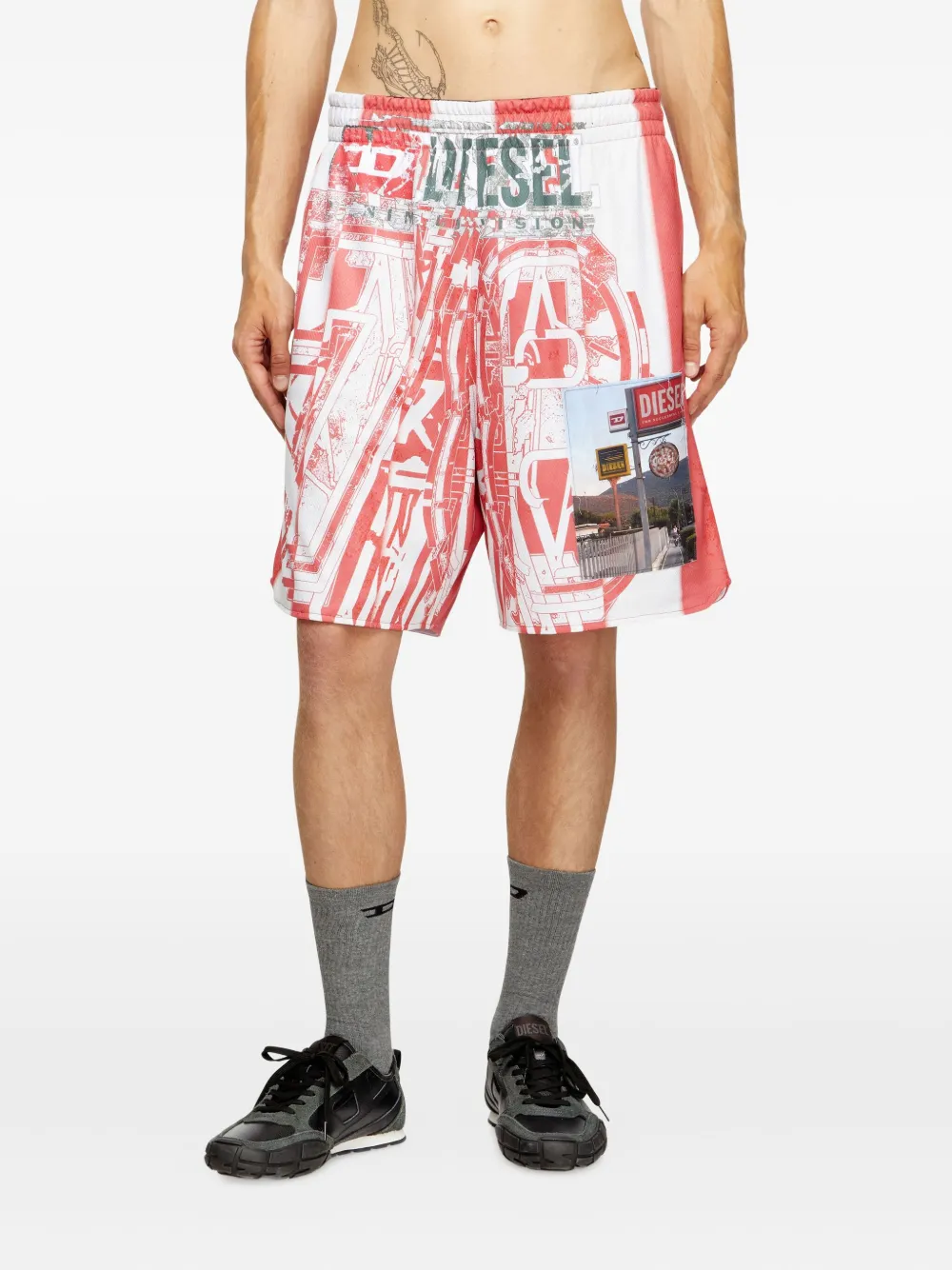 Diesel Kurt shorts met grafische print Rood