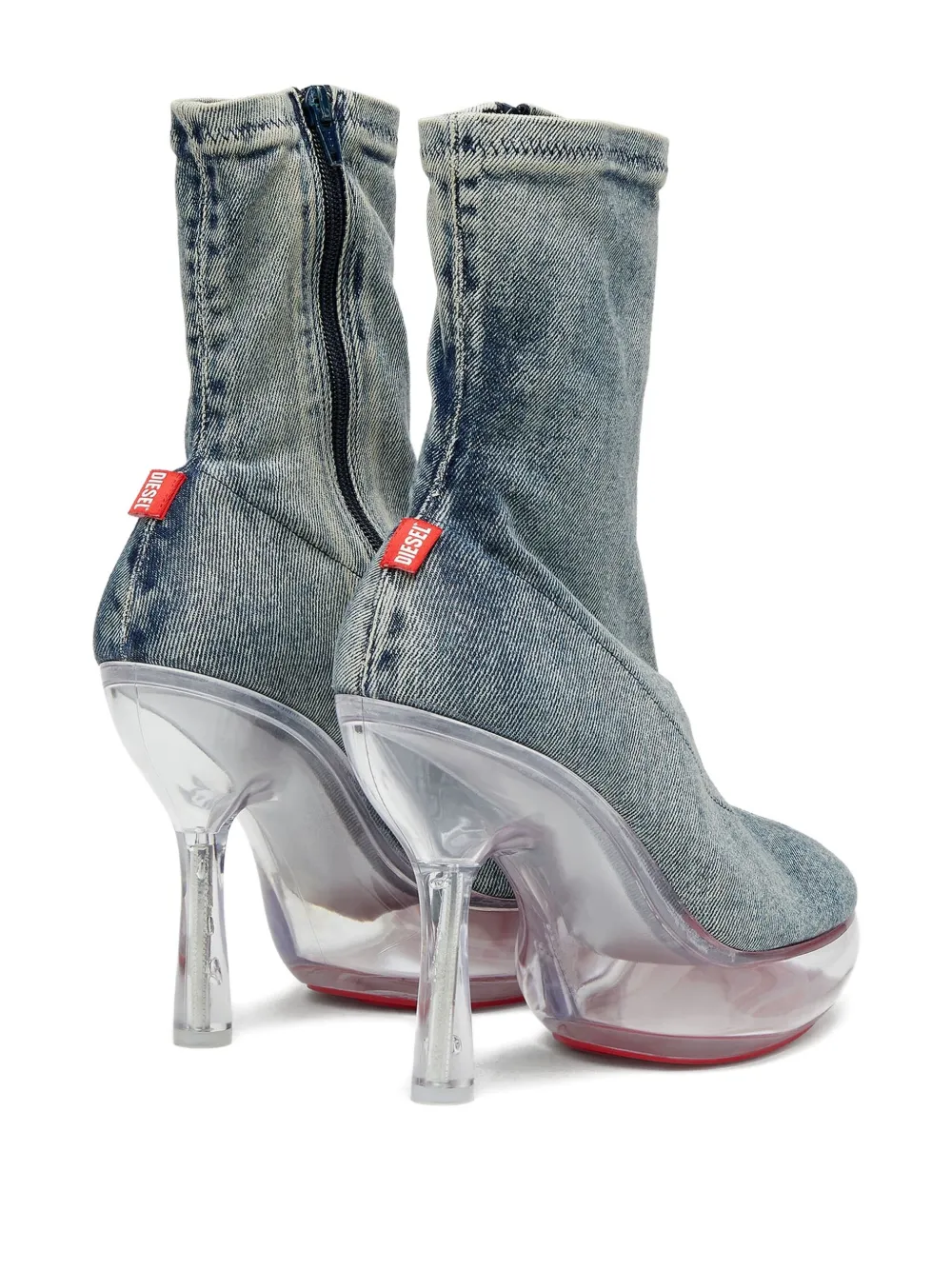 Diesel Lake denim laarzen met plateauzool Blauw