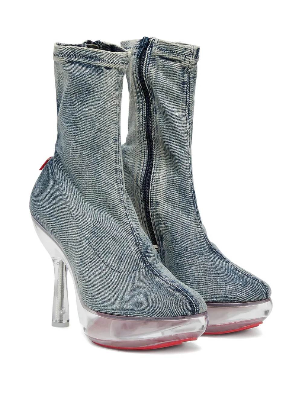 Diesel Lake denim laarzen met plateauzool Blauw