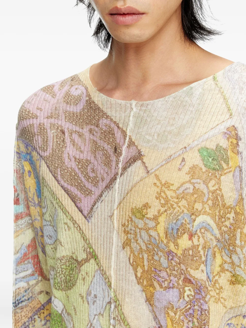 Diesel K-Renton top met print en lange mouwen Beige