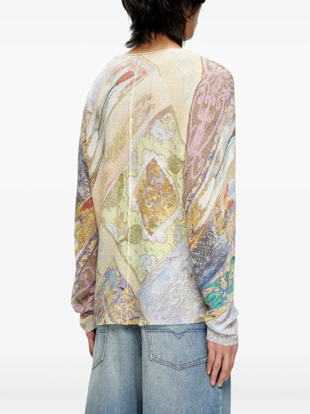 Diesel K-Renton top met print en lange mouwen Beige