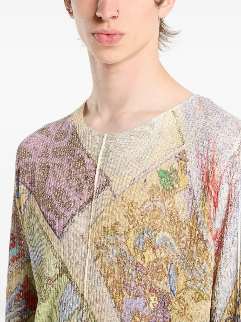 Diesel K-Renton top met print en lange mouwen Beige