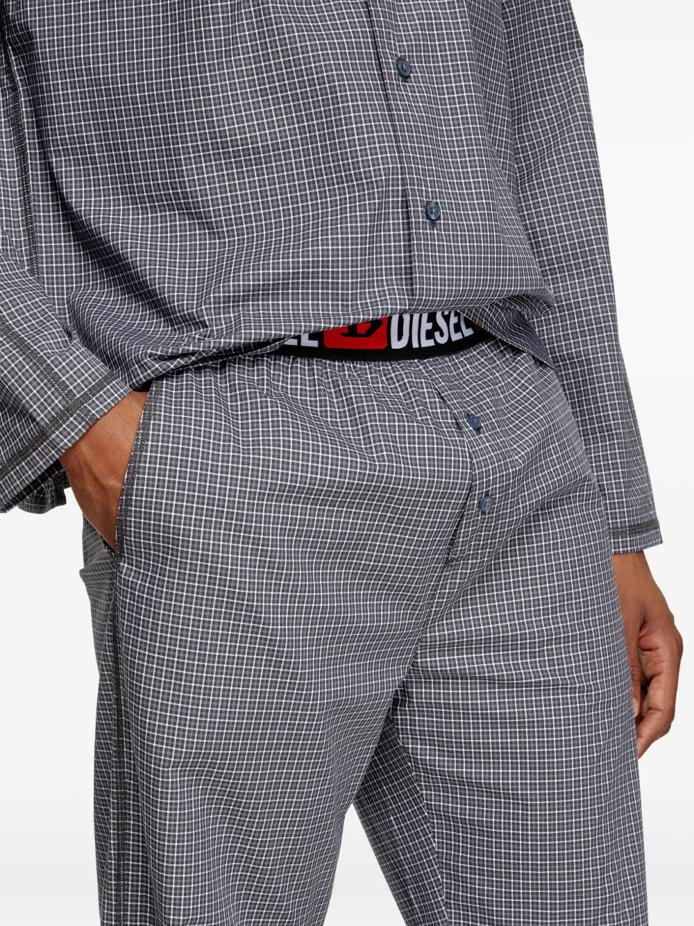 Diesel Paul geruite pyjama Grijs