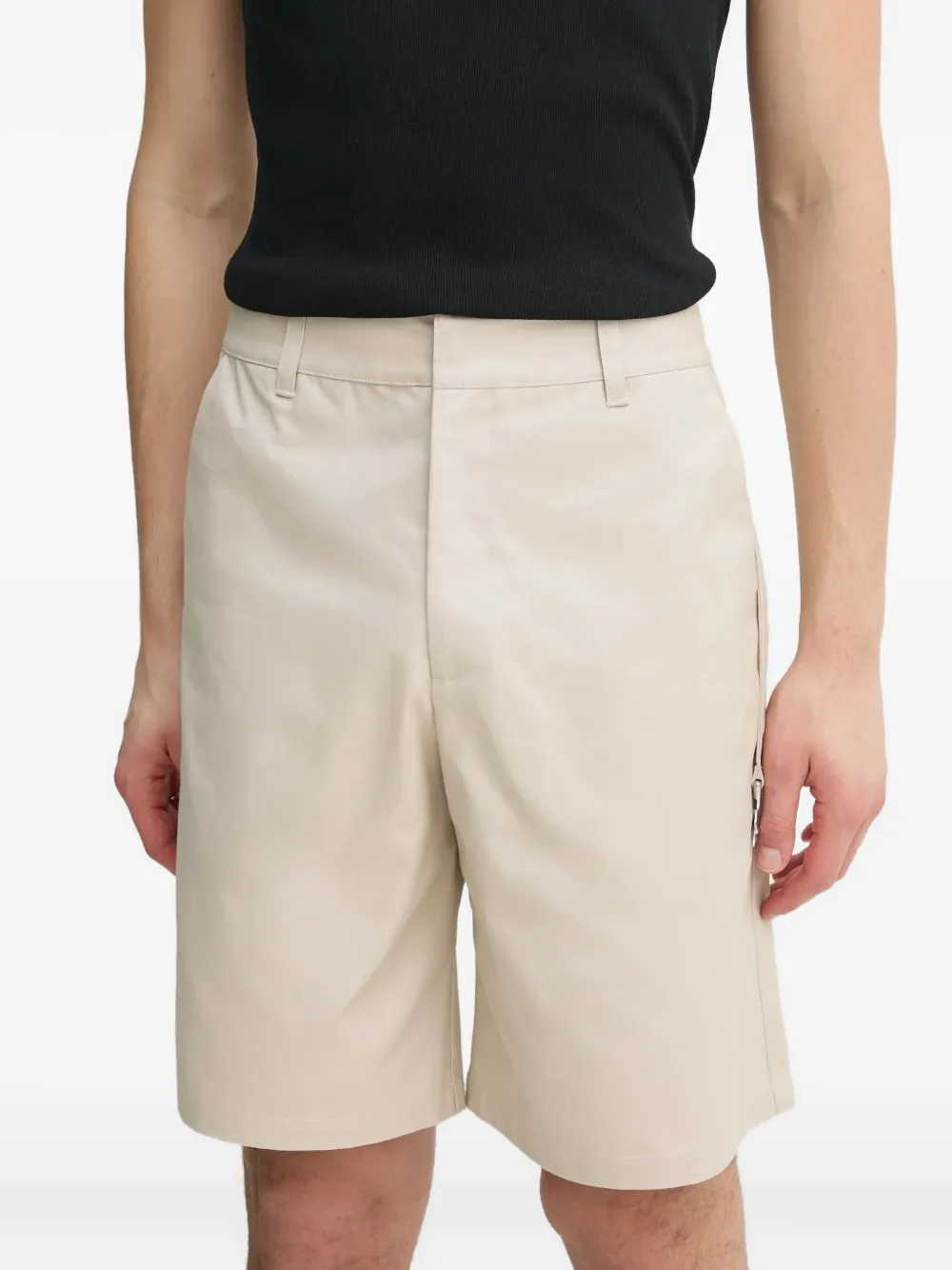Heliot Emil Welt-pockets Flat-front Shorts In Neutral