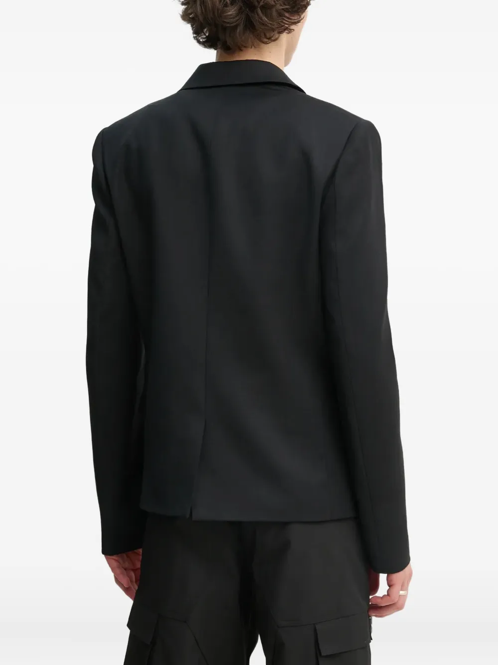 Heliot Emil Lapel-detail Logo-plaque Blazer In Black