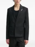 HELIOT EMIL lapel-detail logo-plaque blazer - Black
