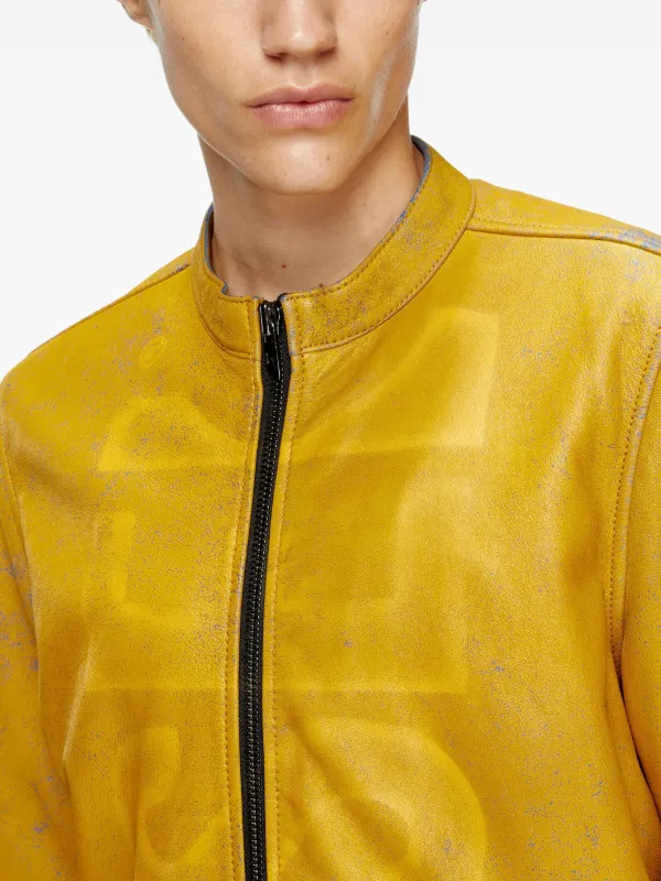 Diesel L-Evert-A Leather zip-front Jacket | Yellow | FARFETCH