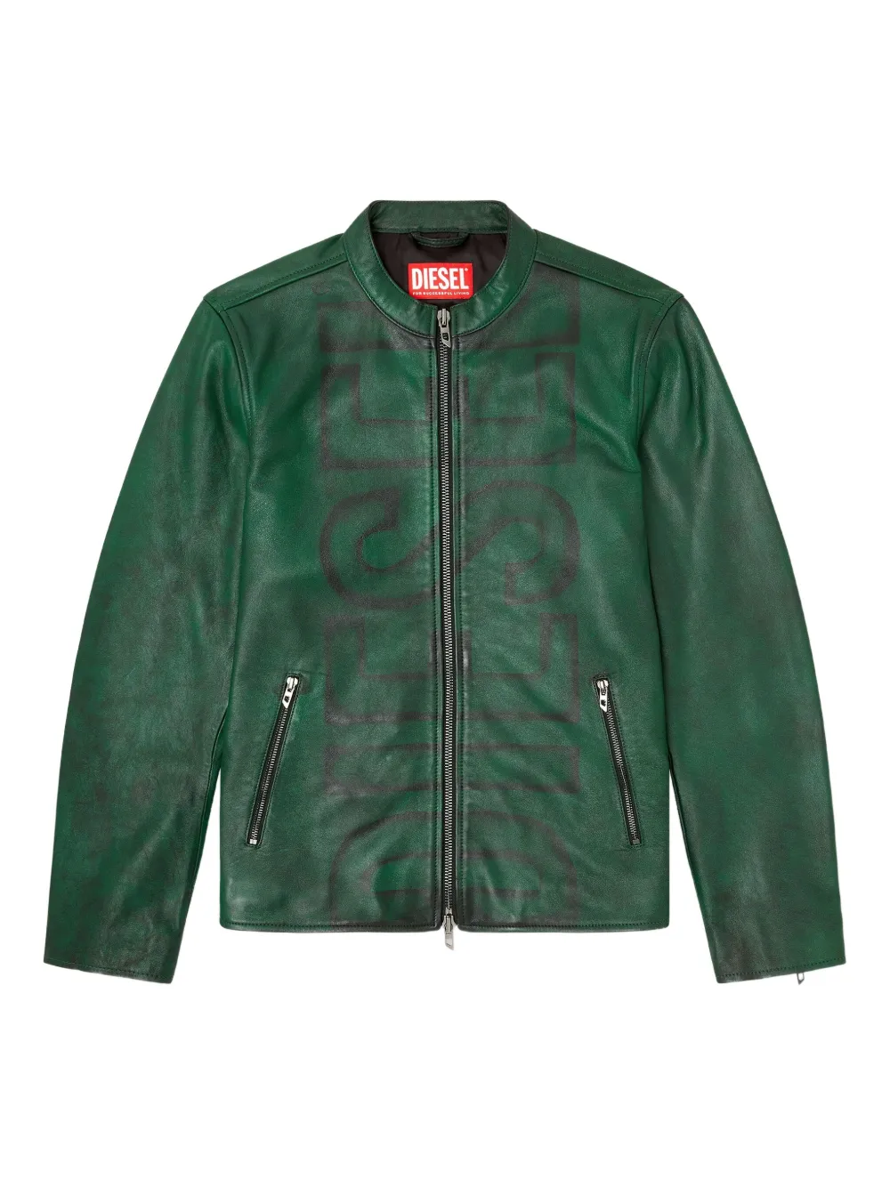 Diesel zip-up leather jacket | Green | Image 1