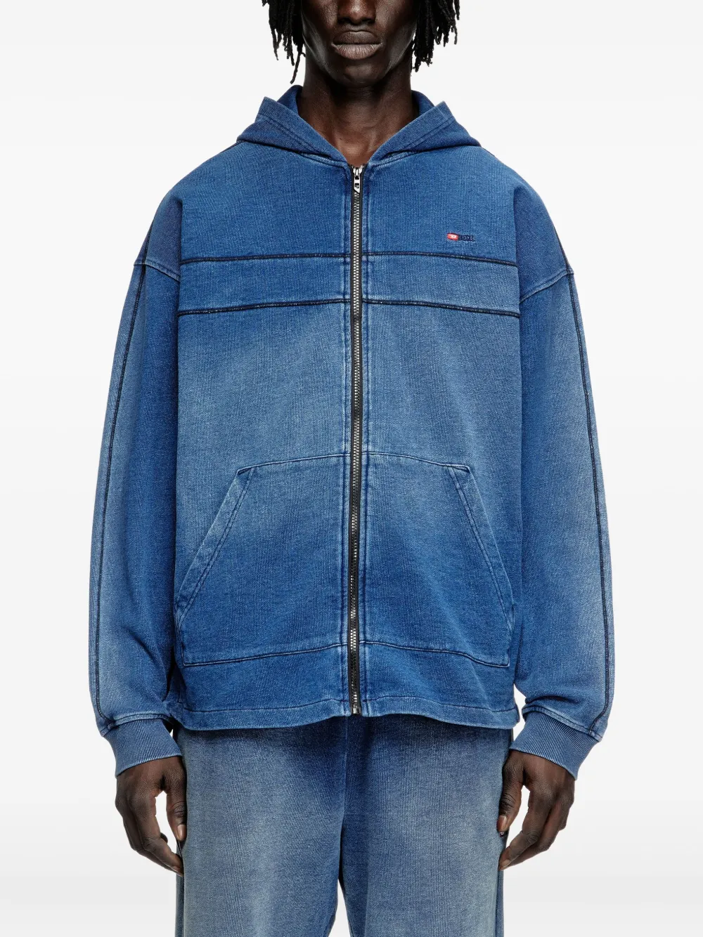 Diesel Hoodie met rits Blauw