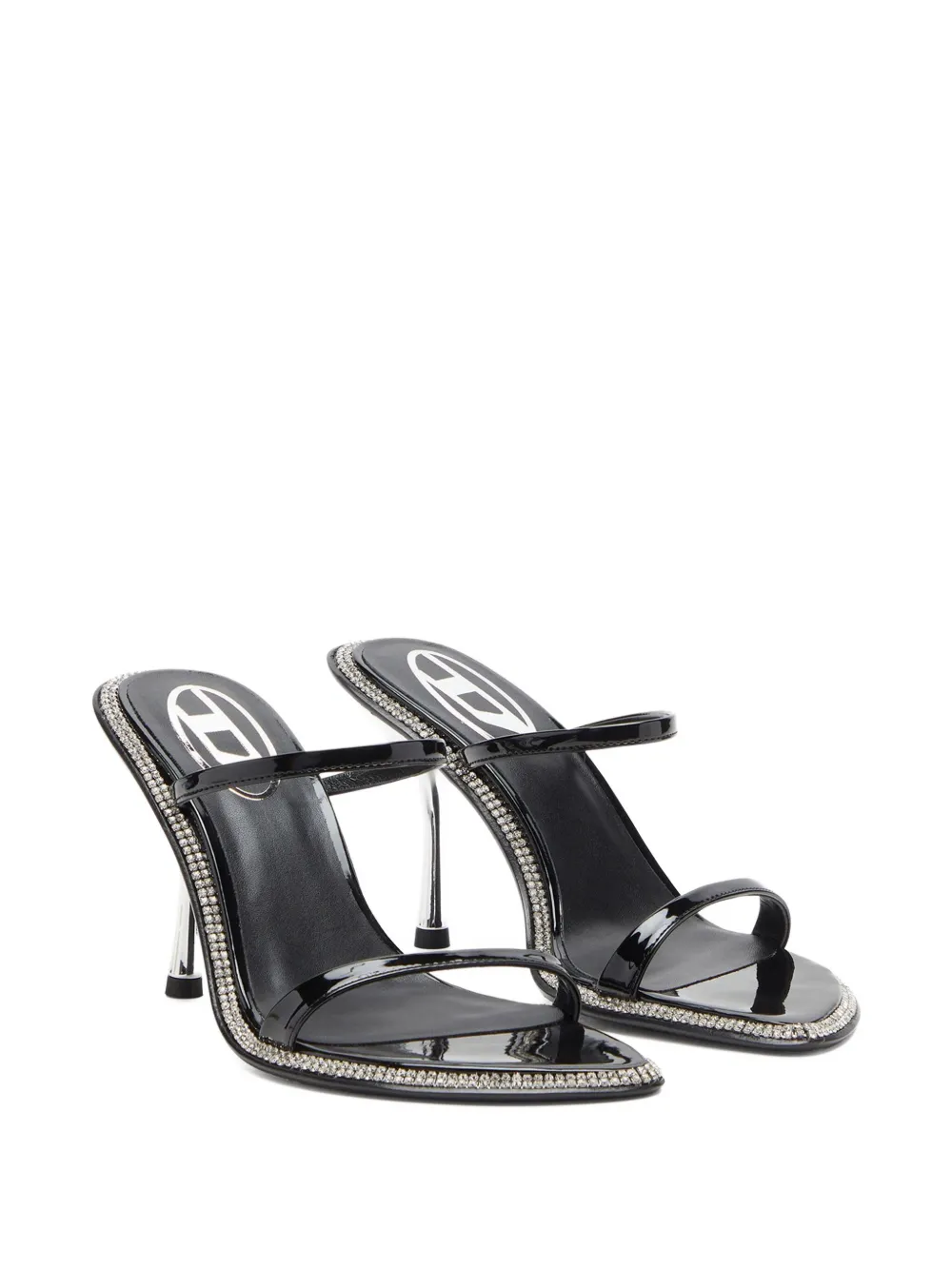 Diesel 90mm crystal-embellished stiletto sandals Black