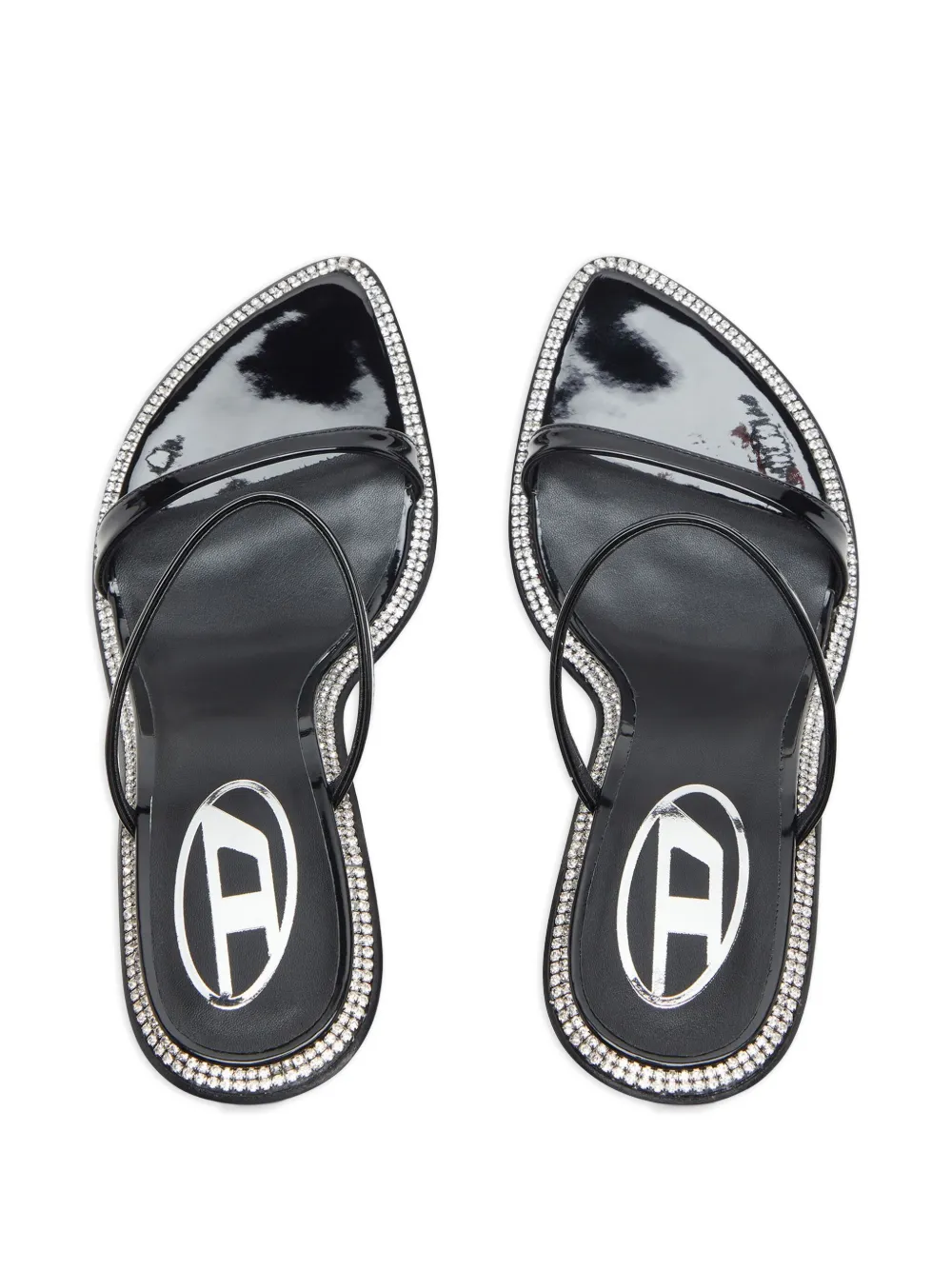 Diesel 90mm crystal-embellished stiletto sandals Black