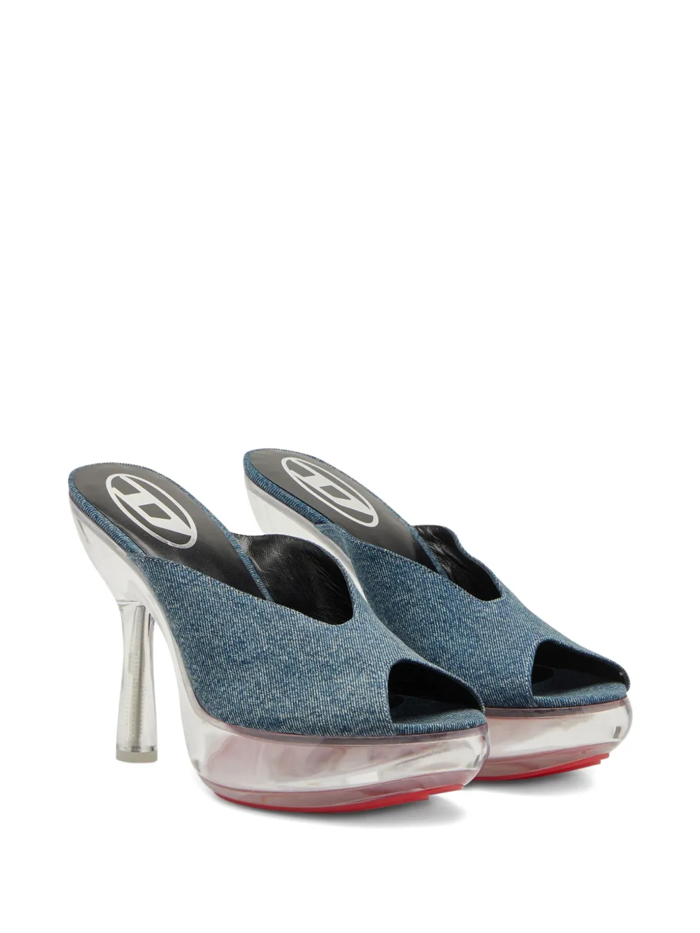 Diesel 120mm D-Lake denim platform sandals Blue