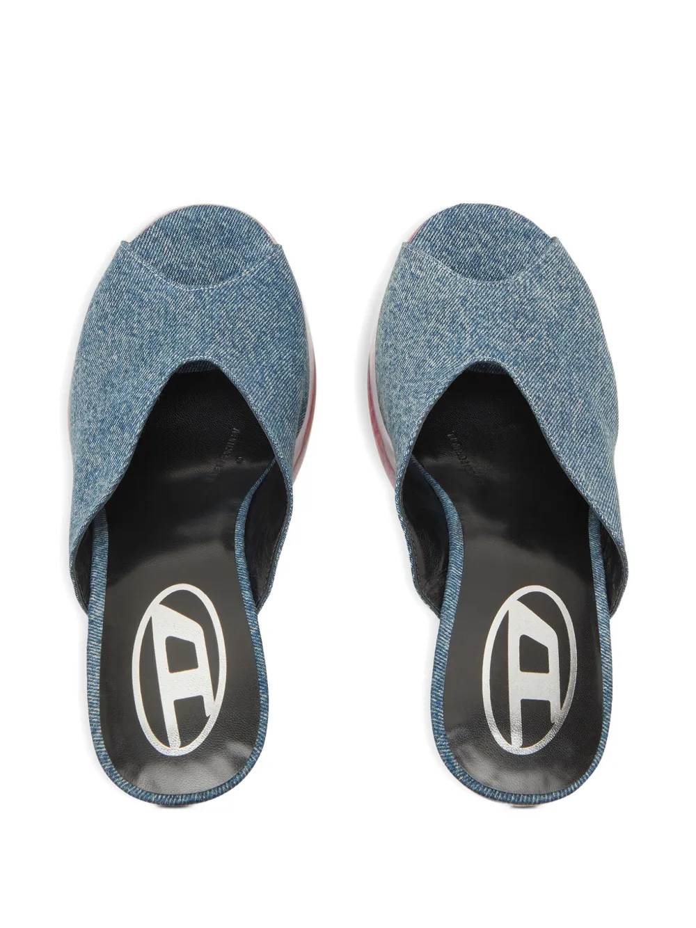Diesel 120mm D-Lake denim platform sandals Blue