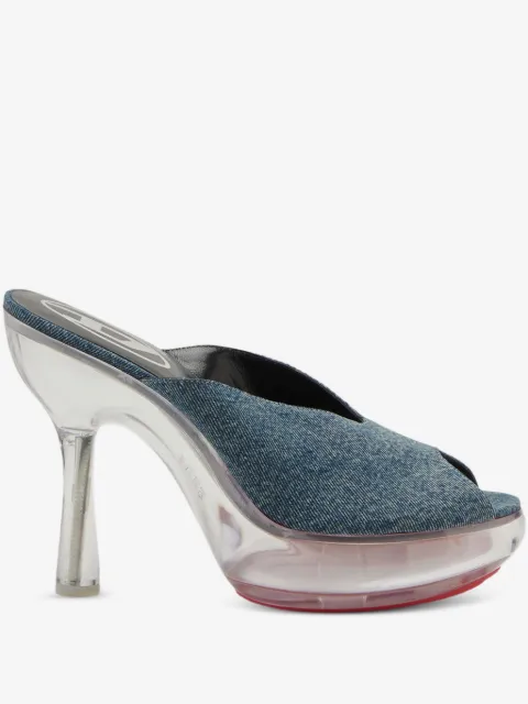 Diesel D-Lake-platform mules in denim and acrylic glass