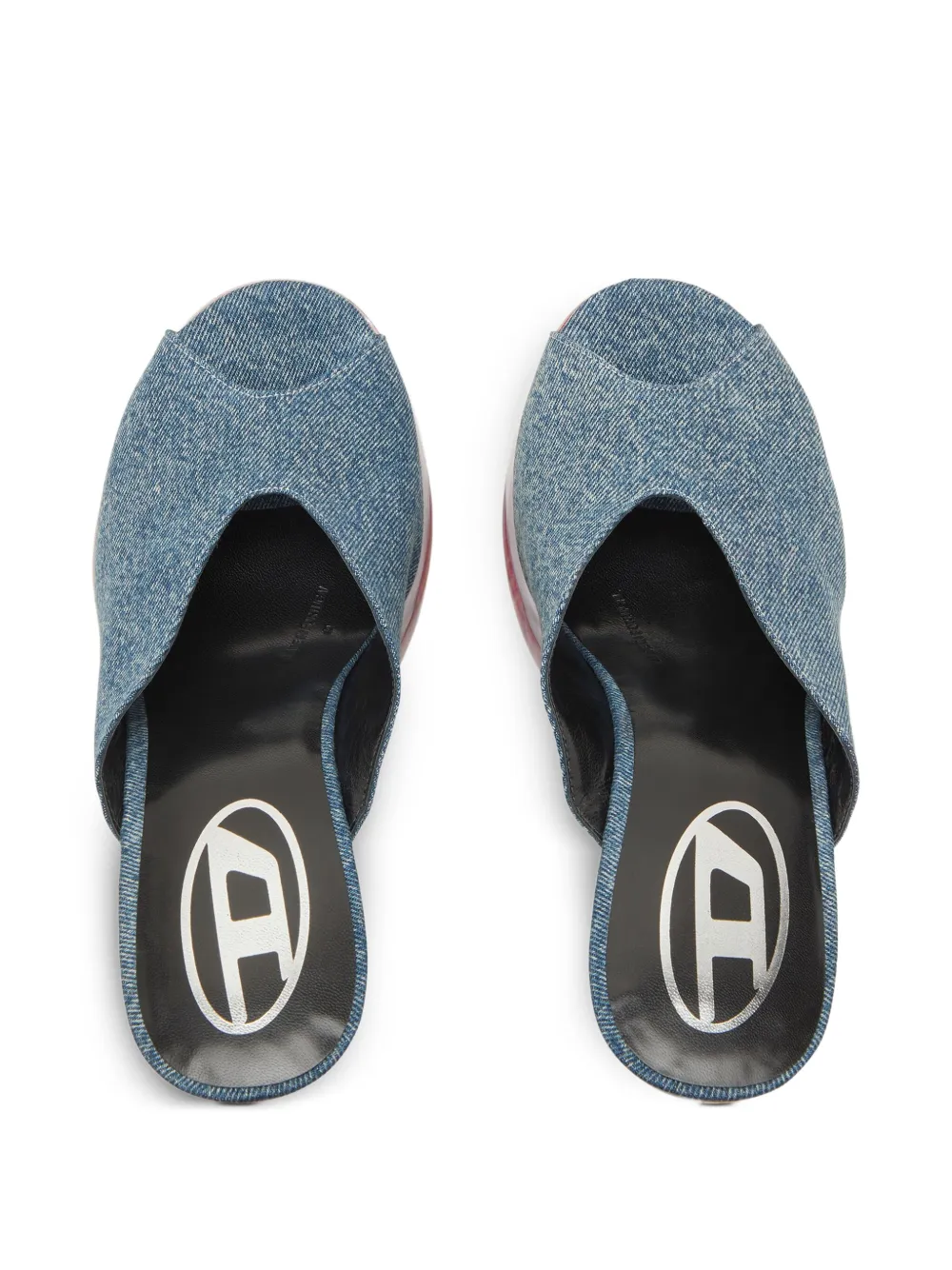 Diesel 120mm D-Lake denim platform sandals Blue