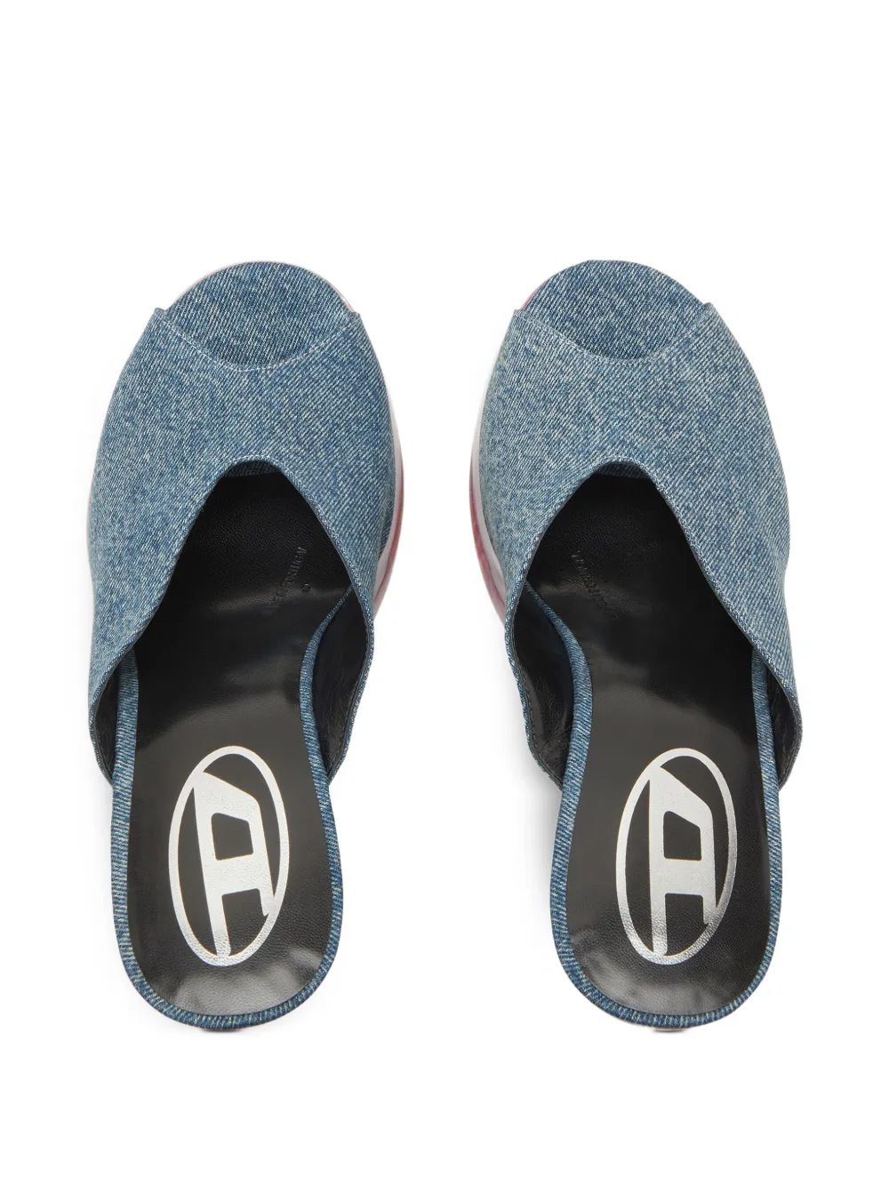 Diesel 120mm D-Lake denim platform sandals Blue