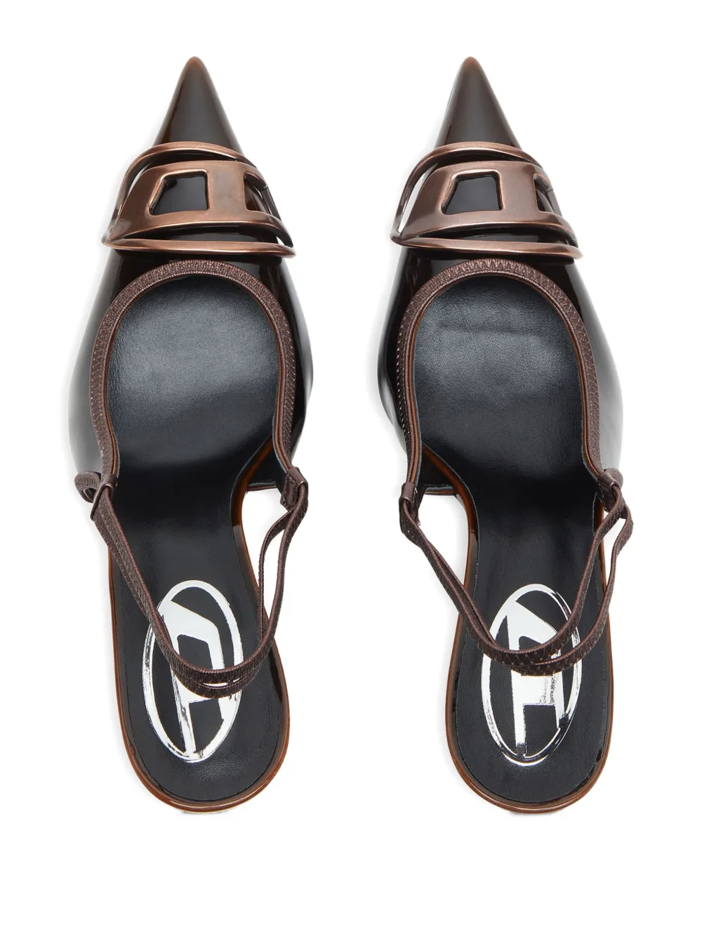 Diesel 90mm slingback pointed-toe pumps Brown